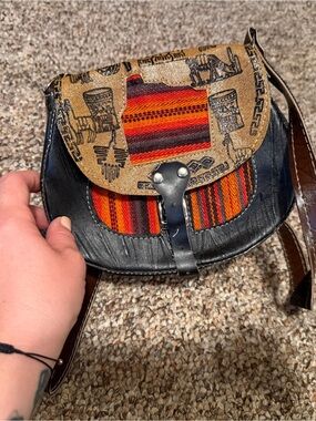 Artisan Boho Crossbody Bag - Red & Black